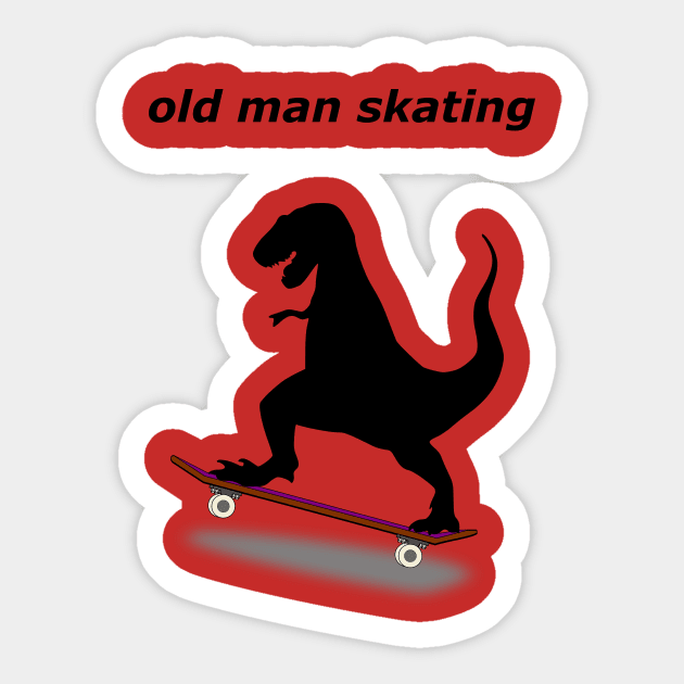 The skating dinosaur Oldie Sticker by Imutobi